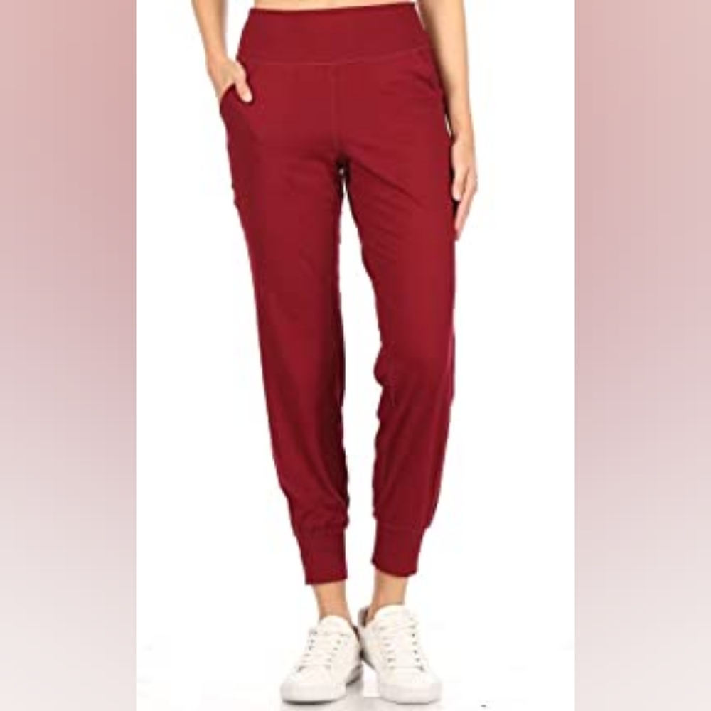 NWOT Leggings Depot Burgundy Women's ActiveFlex Slim-fit Joggers